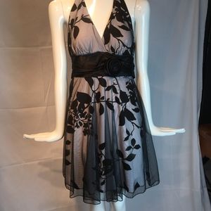 Halter top belted knee length dress